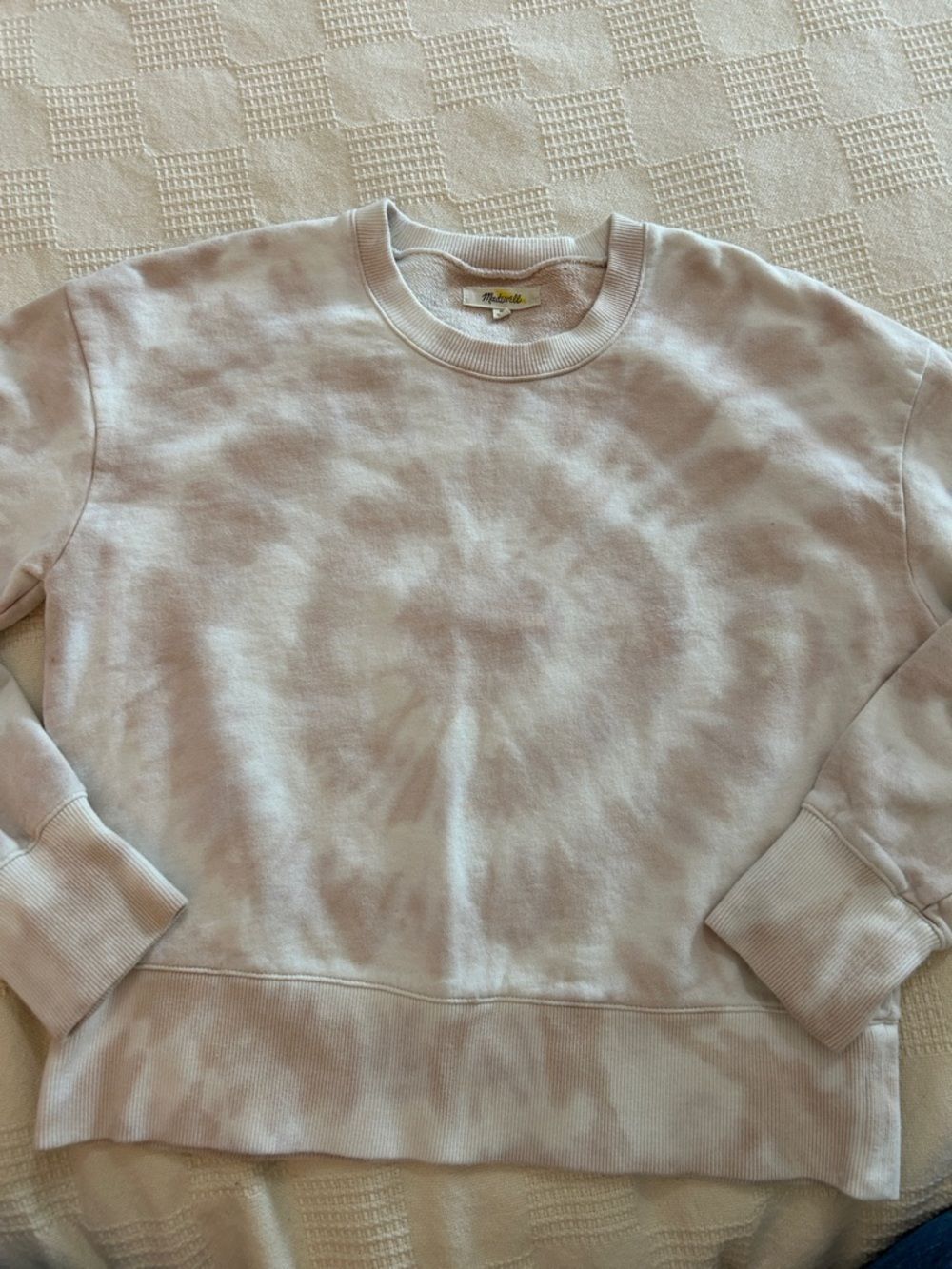 Madewell Pale tan Pink Crewneck cropped Sweatshirt medium - Picture 5 of 7